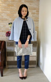 清爽幹練藍色春季褲裝