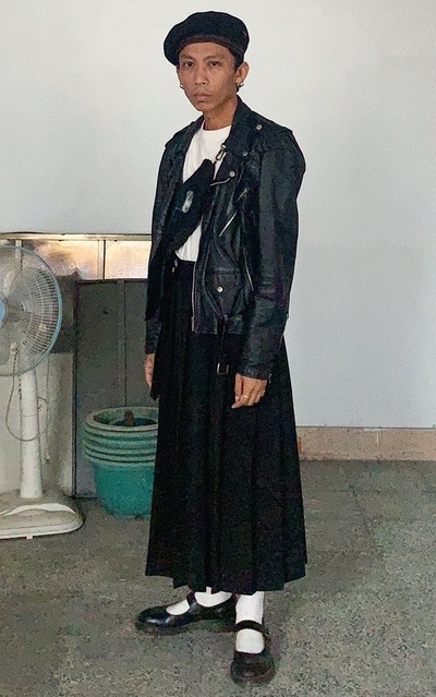 one day leather punk and skirt
