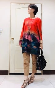今日主題:熱愛亮彩色;暖色系,長版上衣,