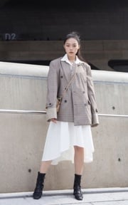 韓系格紋穿搭