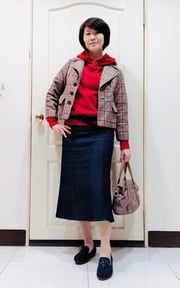 古著格子+連帽T