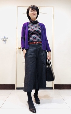時尚穿搭：格子+紫+灰