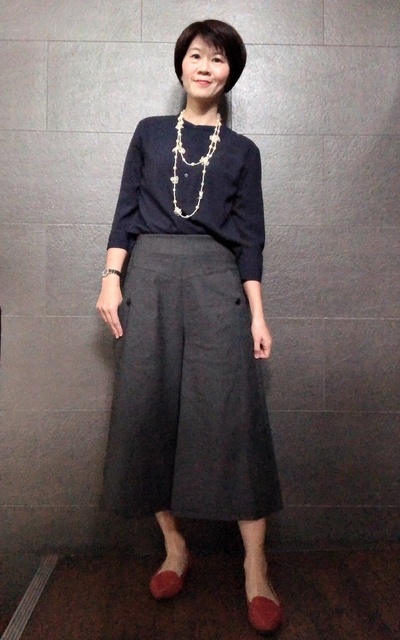 藍+灰+紅鞋