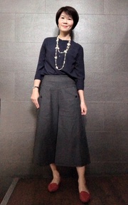 藍+灰+紅鞋
