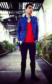 BLUE DAY , BLUE LEATHER JACKET