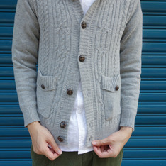 PLAIN-ME 的 羊毛混紡圍巾領開襟針織外套