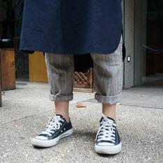 MY BASIC SELECT 的 棉麻條紋褲