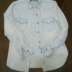 PLAIN-ME 自製商品  的 多彩色釦水洗牛仔襯衫