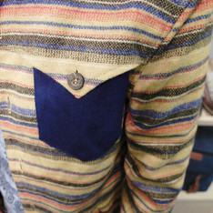 OASIS服飾 的 橫條口袋拚色毛料襯衫