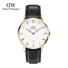 DW 的 DW玫瑰金框藍指針手錶