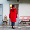 vintage紅色大衣外套